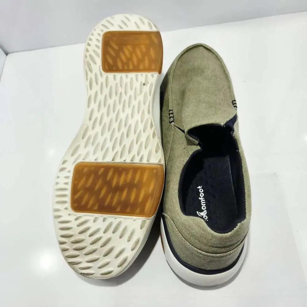 OrthoComfoot Loafers Size 14 Khaki Canvas Slip-on Shoes